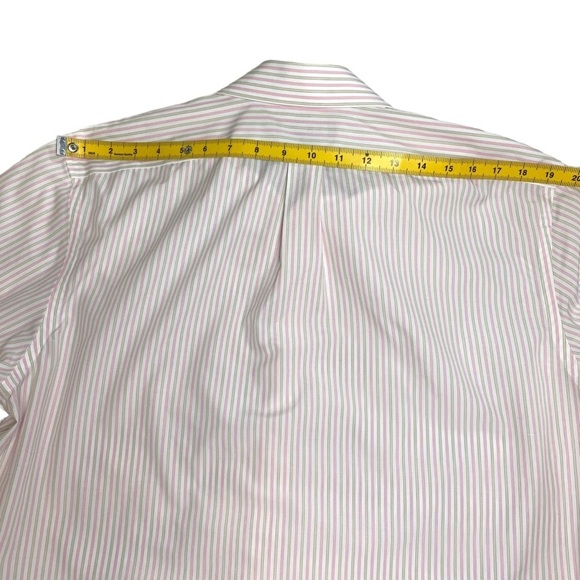 Banana Republic Mens White Pink Tan Striped Long Sleeve Button Down Dress Shirt - Picture 9 of 11